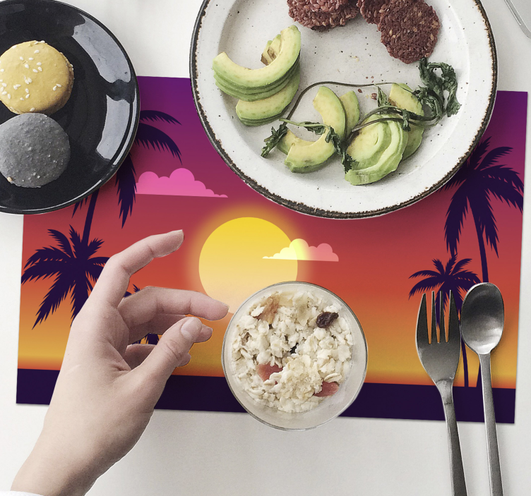 Set de table moderne scène de coucher de soleil tropicale - TenStickers