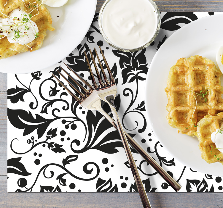 Set de table motif floral noir - TenStickers