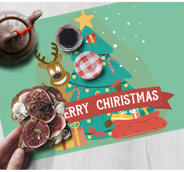 Set de table noël arbre de noël joyeux - TenStickers