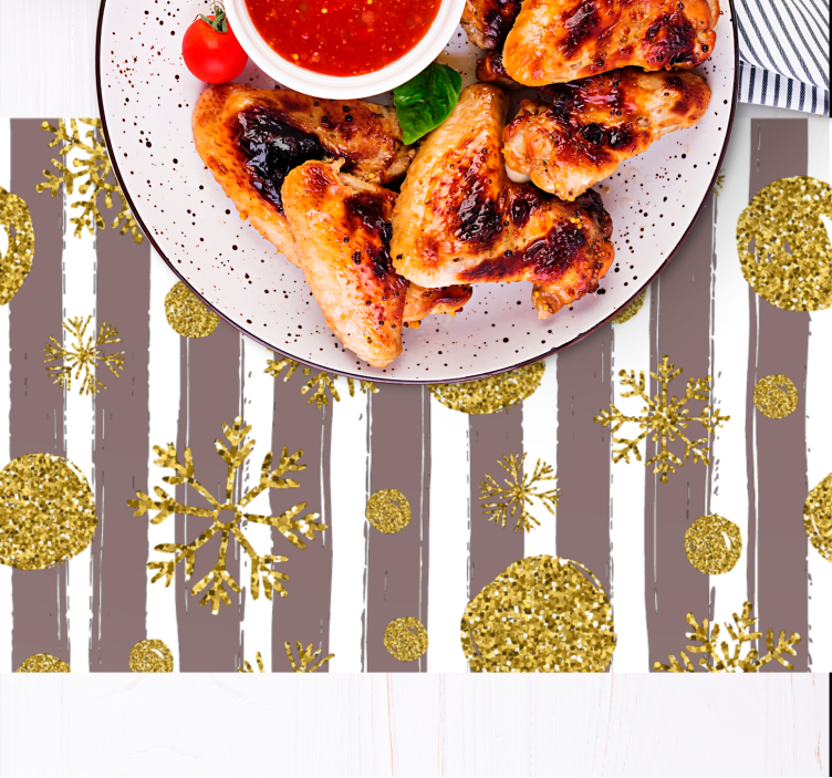 Set de table noël flocons dorés festifs - TenStickers