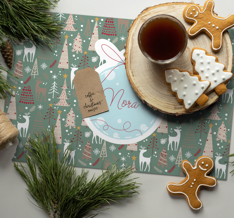 Set de table Noël motif forêt personnalisable - TenStickers