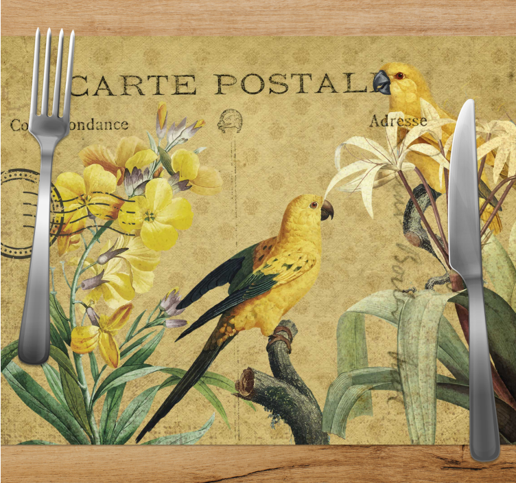 Set de table original carte postale florale vintage - TenStickers