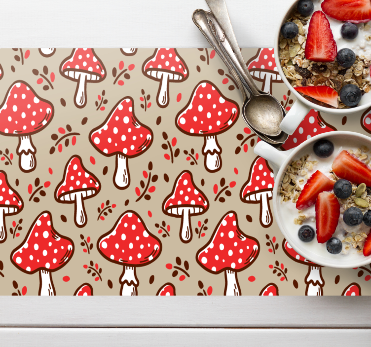 Set de table original champignons à pois rouges - TenStickers