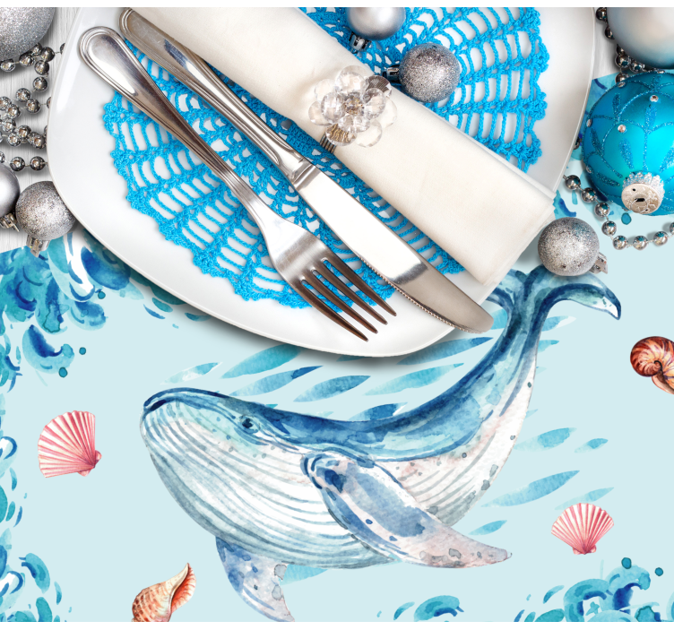 Set de table original Éléments marins baleine - TenStickers