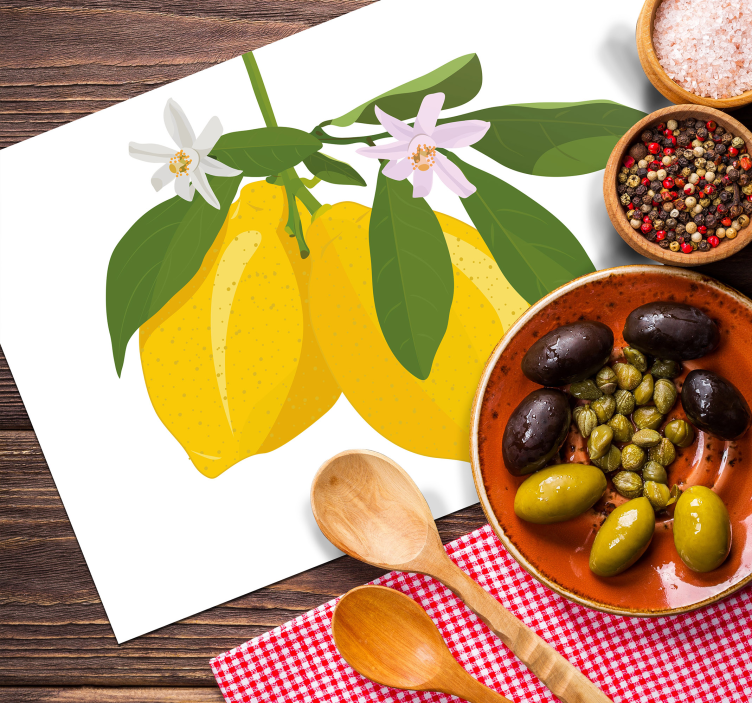Set de table original illustration branche de citron - TenStickers