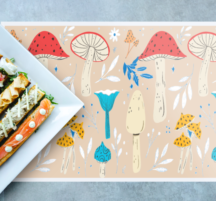 Set de table original motif champignons fantaisie - TenStickers