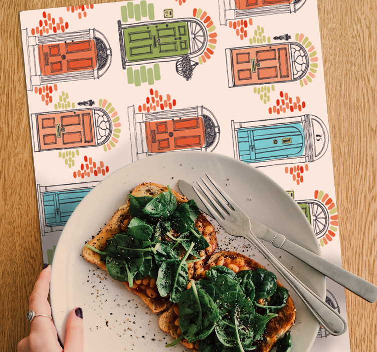 Set de table original motifs de portes colorés - TenStickers