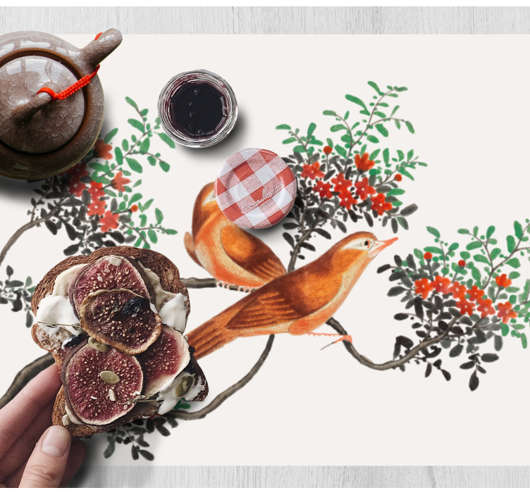 Set de table original oiseaux élégants et baies - TenStickers