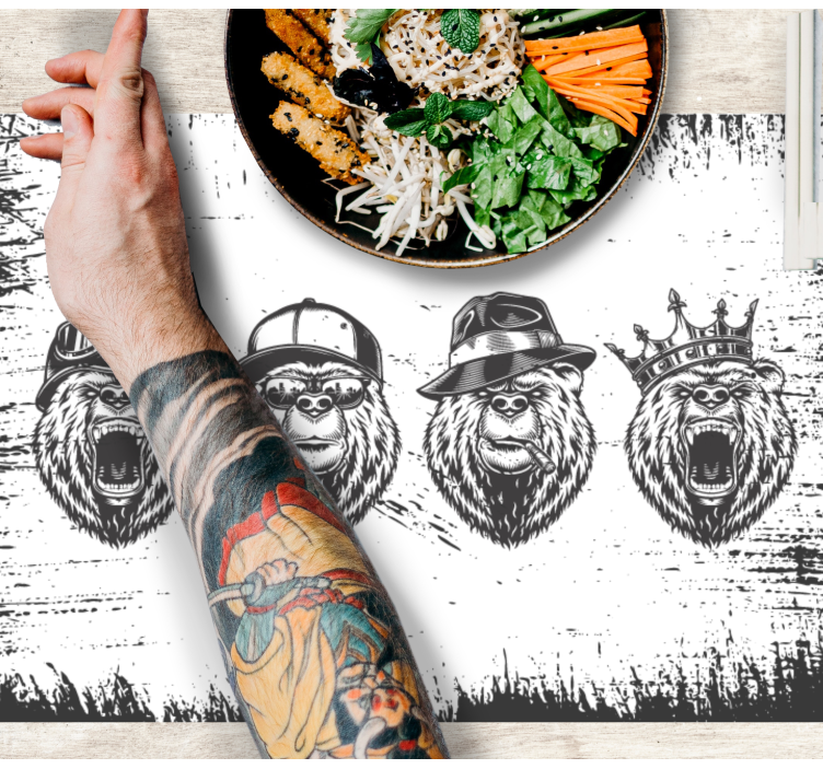 Set de table original portraits d'ours stylés - TenStickers