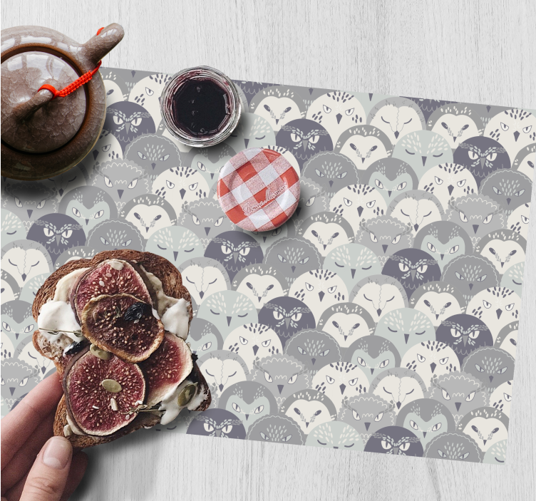 Set de table original hiboux gris en motif - TenStickers