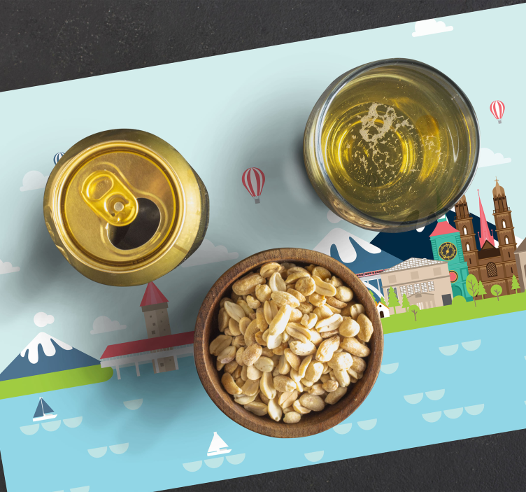 Set de table original scène colorée de ville - TenStickers