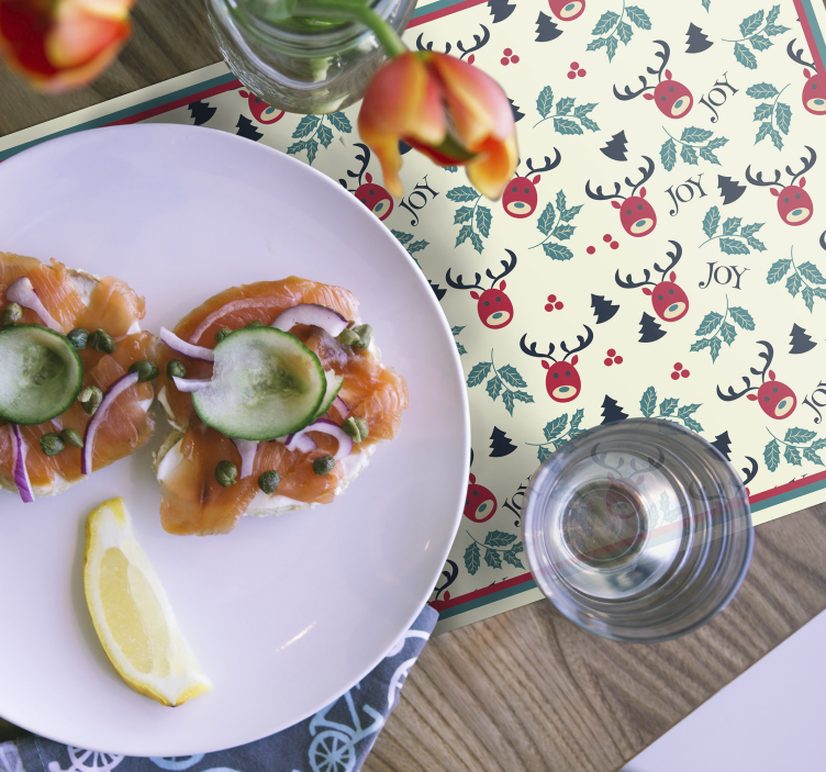 set de table noel Joie et renne - TenStickers