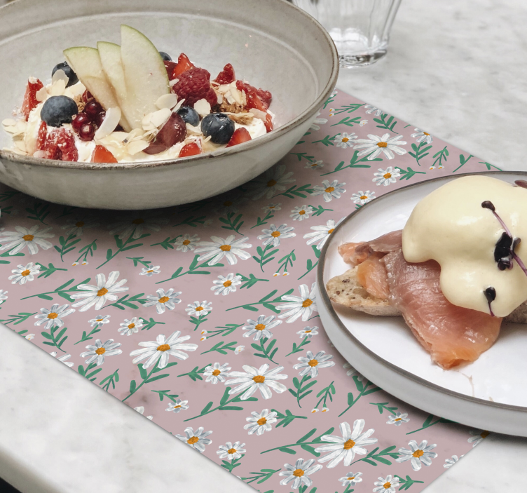 sets de table fleuris rose marguerite des années 70 - TenStickers