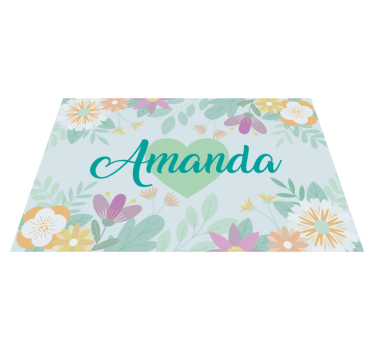 Set de table design avec nom personnalisable Coeur et fleurs - TenStickers