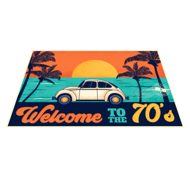 Set de table élégant scène de plage rétro 70's - TenStickers