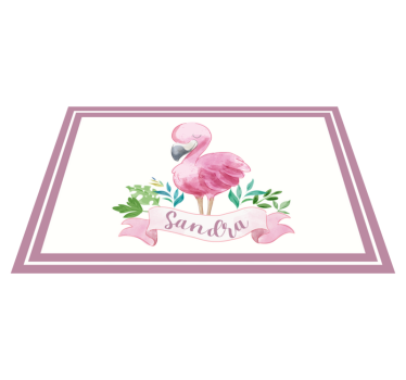 Set de table avec prénom flamant rose avec ruban - TenStickers