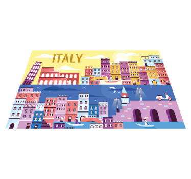 Set de table avec prénom paysage urbain vibrant d'italie - TenStickers
