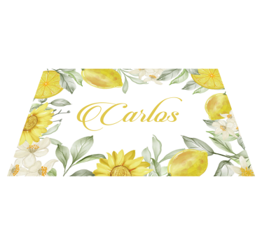 Set de table avec prénom arrangement floral citron - TenStickers