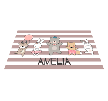 Set de table Prénom personnalisé avec Animaux qui dansent - TenStickers