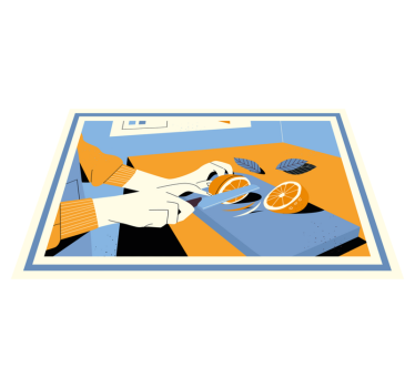 Set de table moderne trancher des oranges fraîches - TenStickers