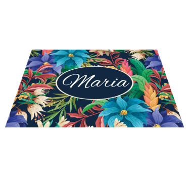 Set de table avec prénom plat floral personnalisé - TenStickers