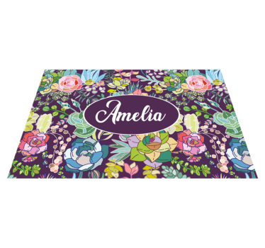 Set de table avec prénom œuvre florale personnalisée - TenStickers