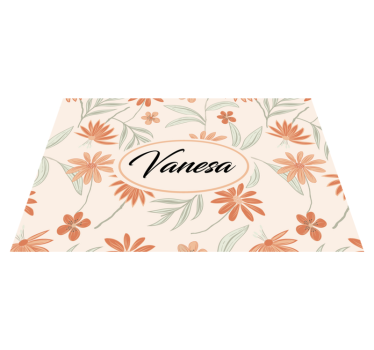 Set de table avec prénom arrangement botanique personnalisé - TenStickers