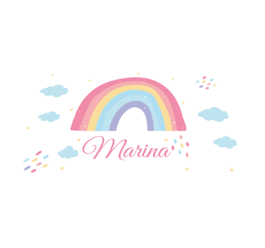 Set de table enfant arc-en-ciel avec prénom - TenStickers
