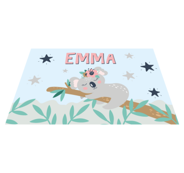 Set de table design pour enfant Koala mignon pour fille avec nom - TenStickers