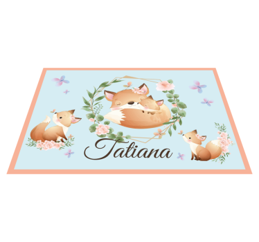 Set de table design pour enfant Animaux mignons renard avec nom - TenStickers