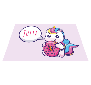 Set de table nom personnalisé licorne beignet - TenStickers