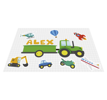 Set de table nom transports style enfantin - TenStickers