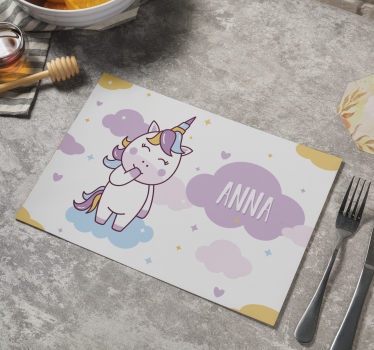Set de table Licorne et nom personnalisable - TenStickers