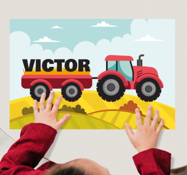 Set de table design avec nom Tracteur coloré et nom - TenStickers