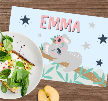 Set de table design pour enfant Koala mignon pour fille avec nom - TenStickers