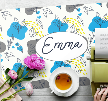 Set de table avec prénom arrangement de fleurs personnalisé - TenStickers