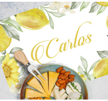 Set de table avec prénom arrangement floral citron - TenStickers