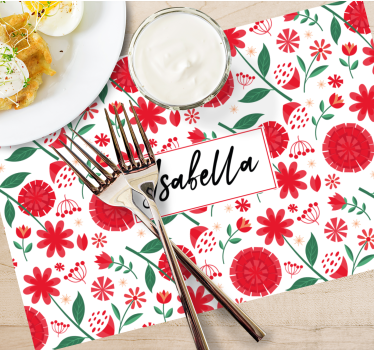 Set de table avec prénom art floral personnalisé - TenStickers