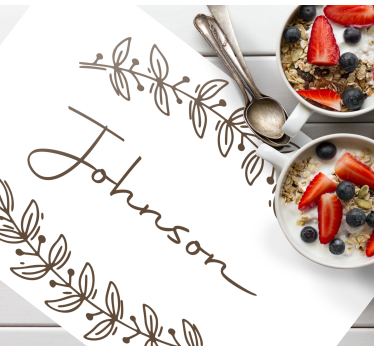 Set de table avec prénom feuille Élégante - TenStickers