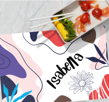 Set de table avec prénom floral abstrait coloré - TenStickers