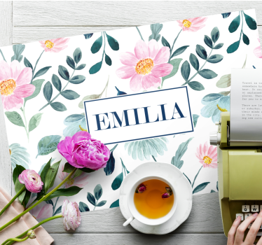 Set de table avec prénom floral personnalisé - TenStickers