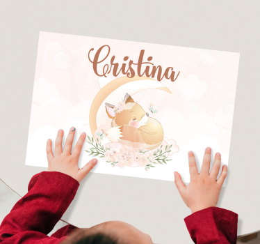 Set de table avec prénom illustration de renard mignon - TenStickers