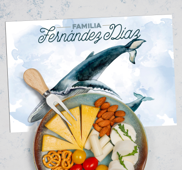 Set de table avec prénom illustration famille baleine - TenStickers