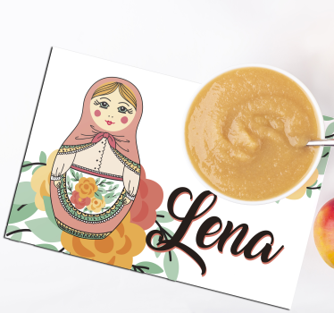 Set de table avec prénom illustration poupée russe - TenStickers