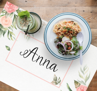 Set de table avec prénom motifs floraux personnalisables - TenStickers