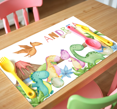 Set de table avec prénom scène jurassique - TenStickers