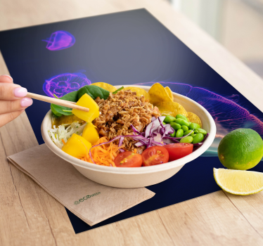 Set de table avec prénom thème méduses colorées - TenStickers