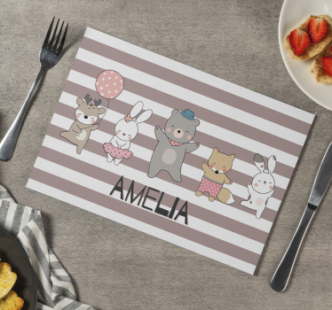 Set de table Prénom personnalisé avec Animaux qui dansent - TenStickers