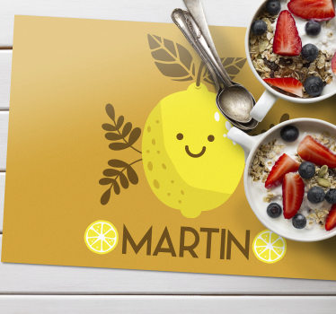 Set de table design avec nom personnalisable Citrons souriants - TenStickers