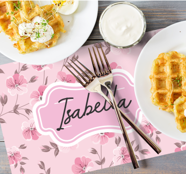 Set de table design avec nom Fleurs vintage roses - TenStickers